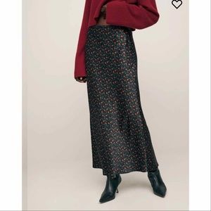 Reformation Layla Silk Ankle Skirt in Perla